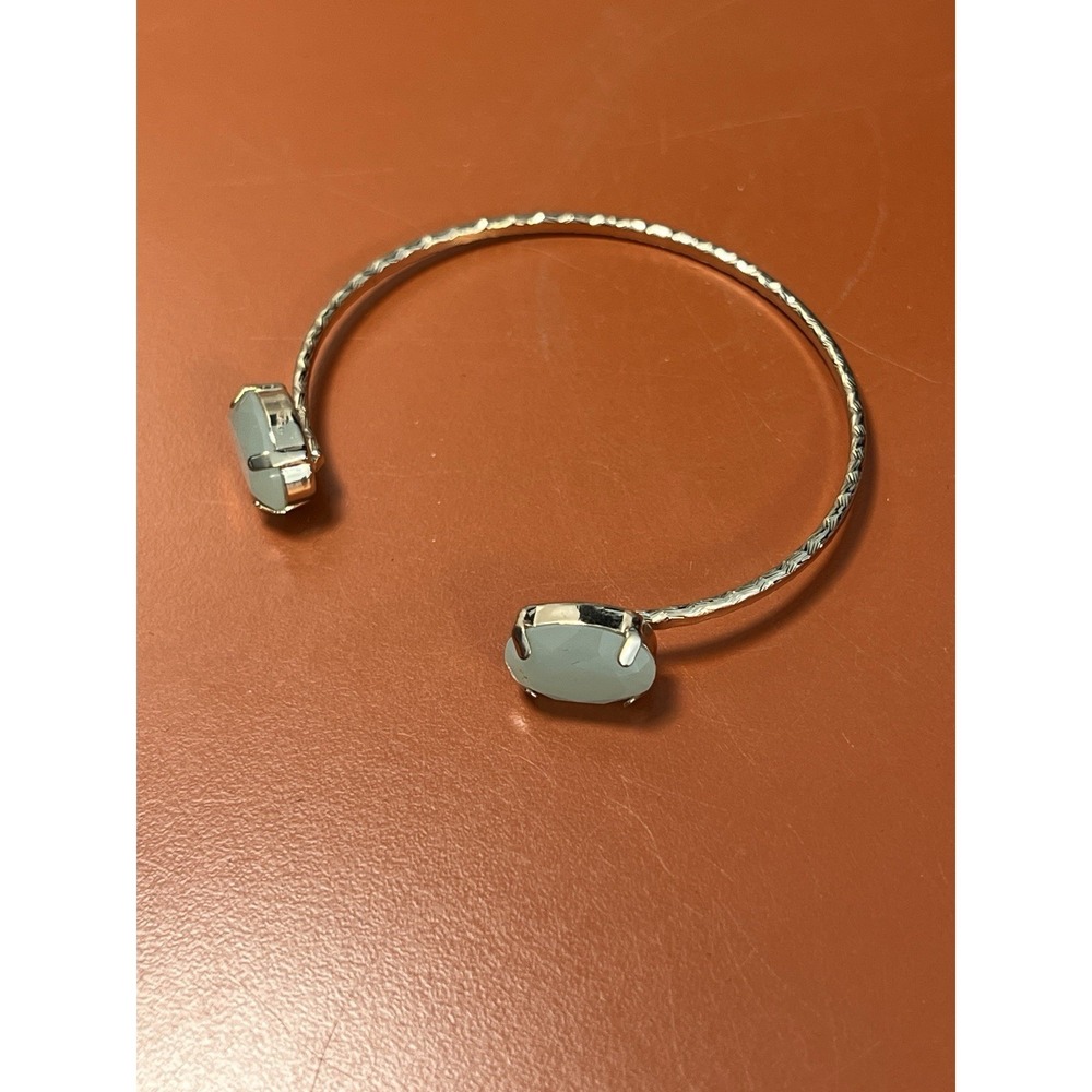 Gemstone Open Bangle Gold tone Adjustable Cuff Bracelet With Green Stone Fashion